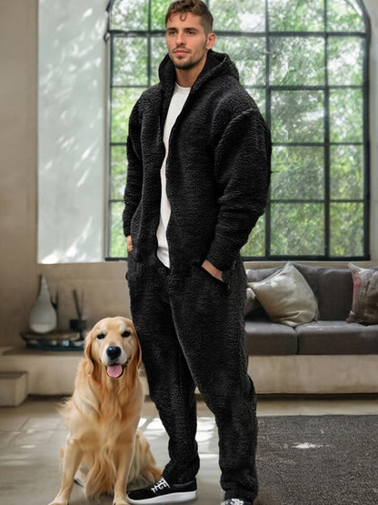 Comfy Polar Fleece Hooded Jumpsuit