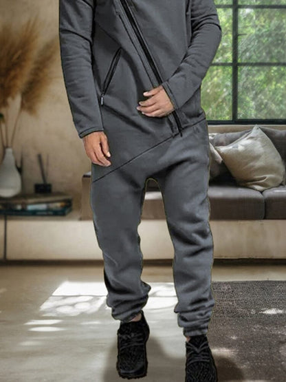 Stylish Slant Placket Hooded Jumpsuit