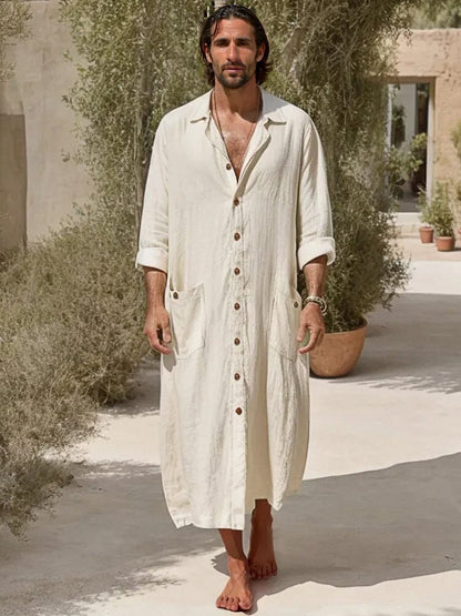 Casual Relaxed Fit 100% Cotton Long Shirt