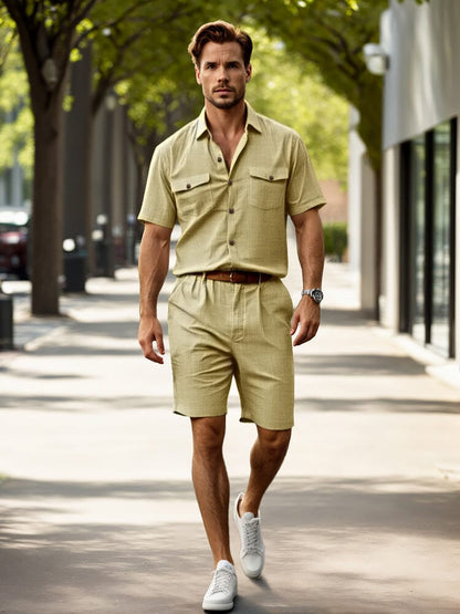 Stylish 100% Cotton Shirt Shorts Set