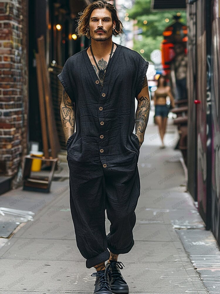City Vibes Button Down Jumpsuit