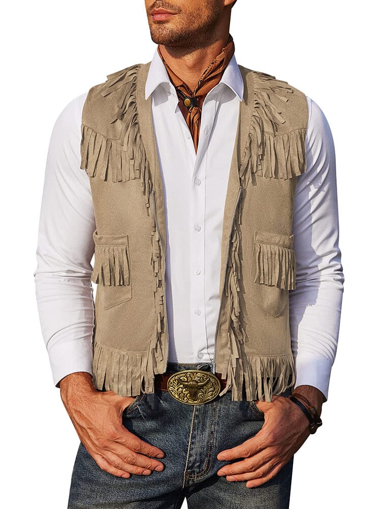 Western Cowboy Fringe Suede Vest (US Only)