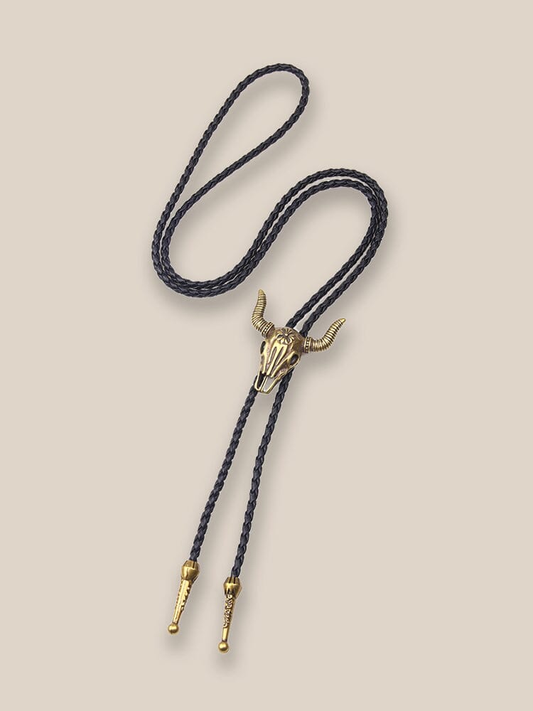 Vintage Cow Skull Bolo Tie Necklace
