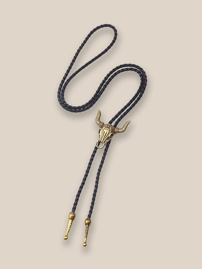 Vintage Cow Skull Bolo Tie Necklace