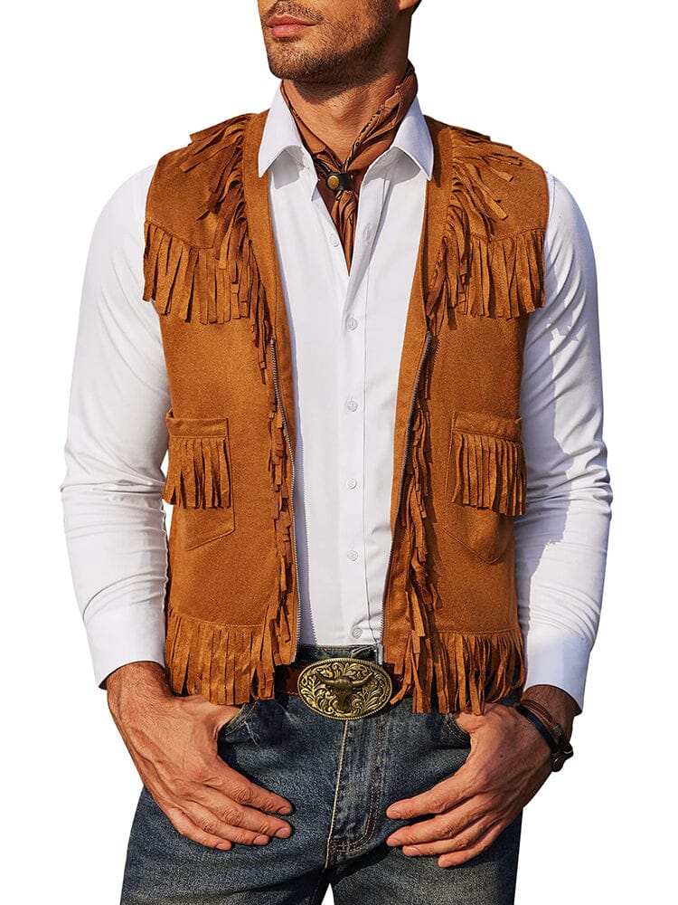 Western Cowboy Fringe Suede Vest (US Only)