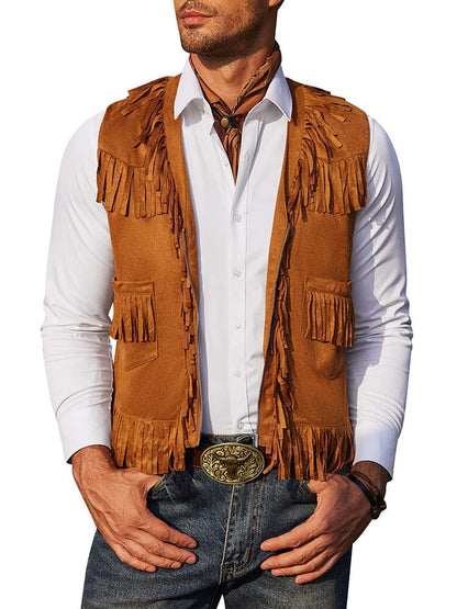Western Cowboy Fringe Suede Vest (US Only)