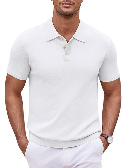 Classic Solid Color Knit Polo Shirt (US Only)