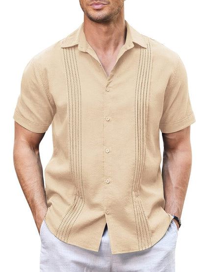 Casual Linen Blend Guayabera Shirt (US Only)