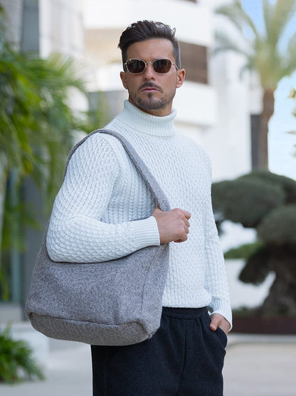 Soft Tweed Canvas Shoulder Bag