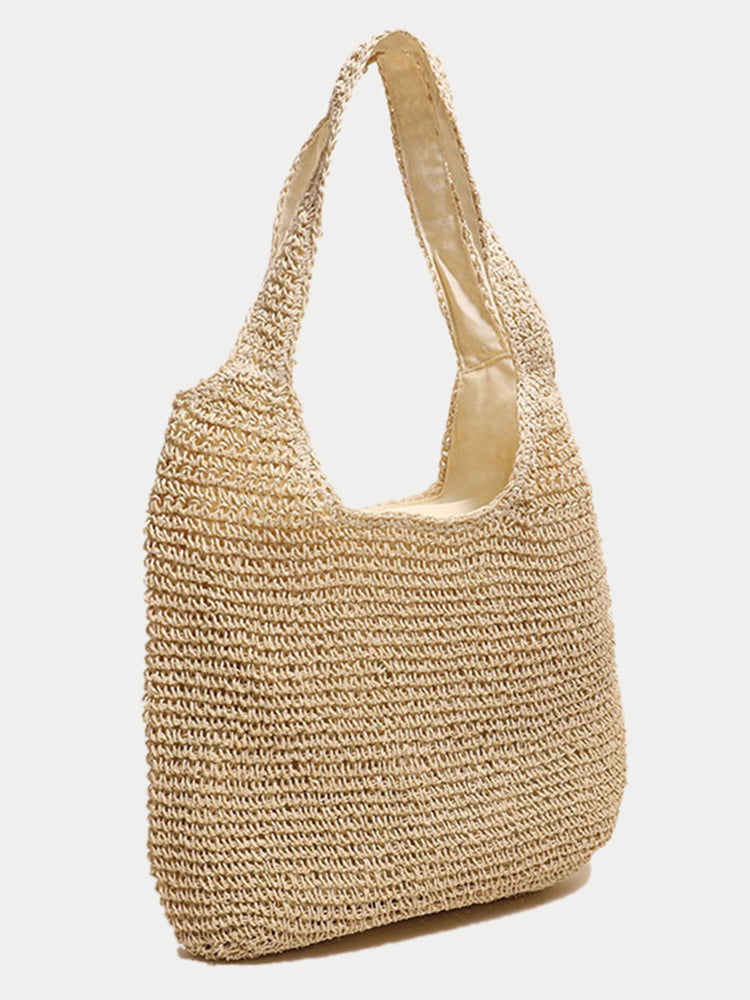 Minimalist Beach Large Woven Straw Shoulder Bag