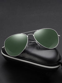 Silver Frame & Green Lenses