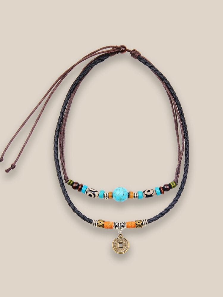 Faux Turquoise Bead Coin Pendant Accessory