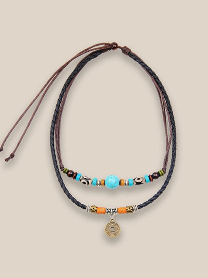 Faux Turquoise Bead Coin Pendant Accessory