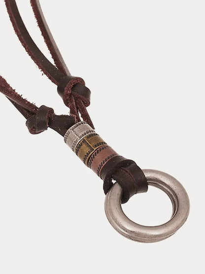 Punk Alloy Leather Pendant Necklace