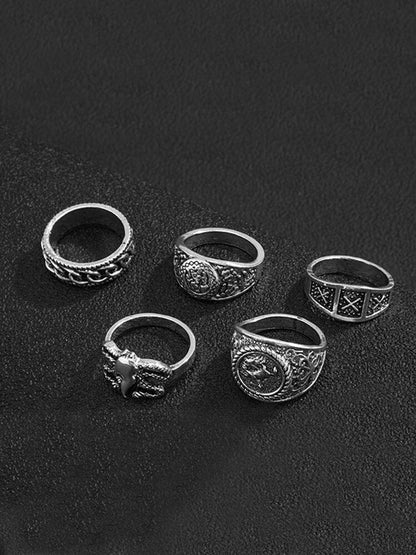 5Pcs Gothic Stacking Rings Set