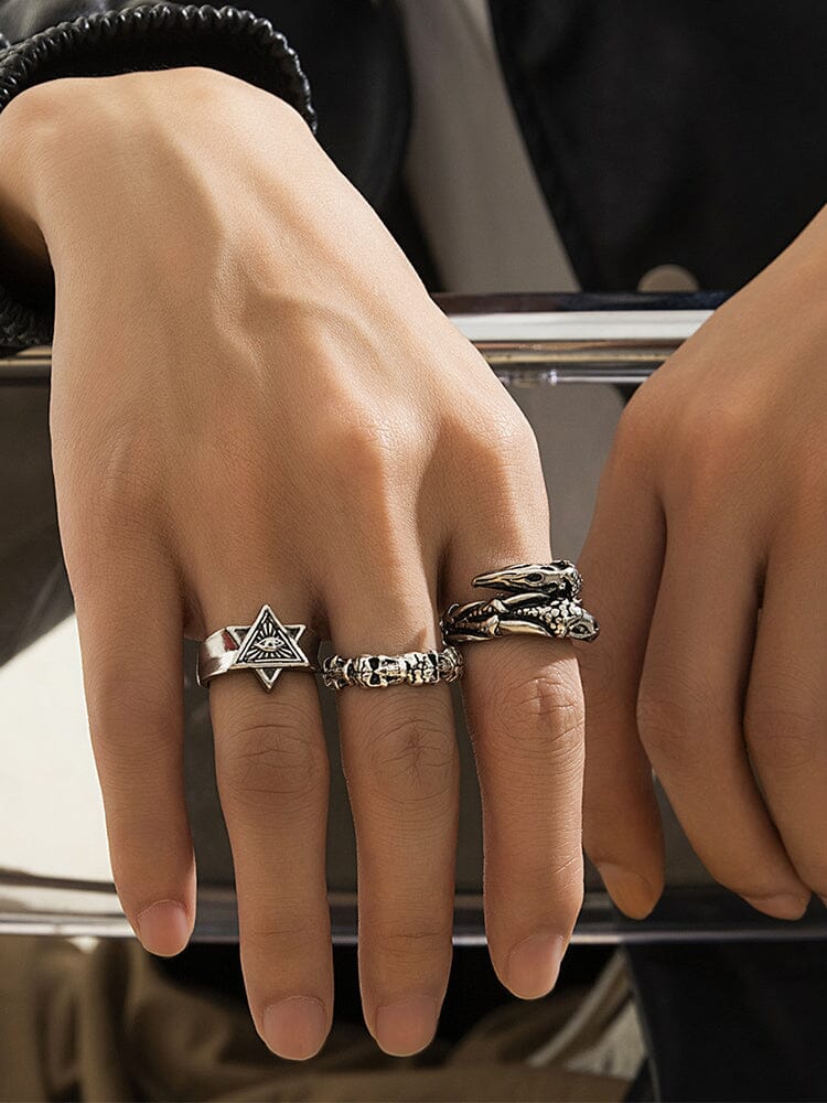 3Pcs Gothic Evil Eye Rings Set