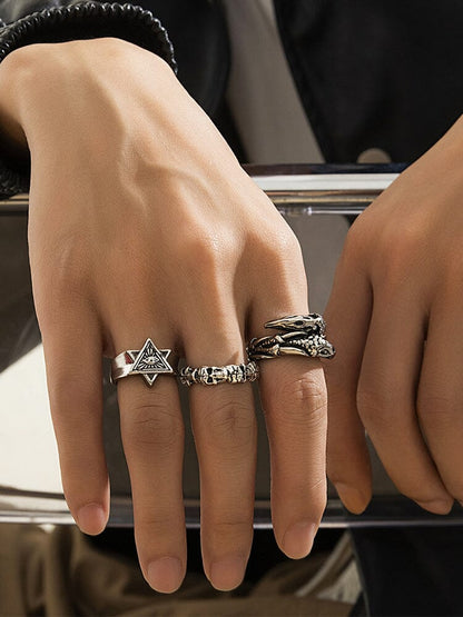 3Pcs Gothic Evil Eye Rings Set
