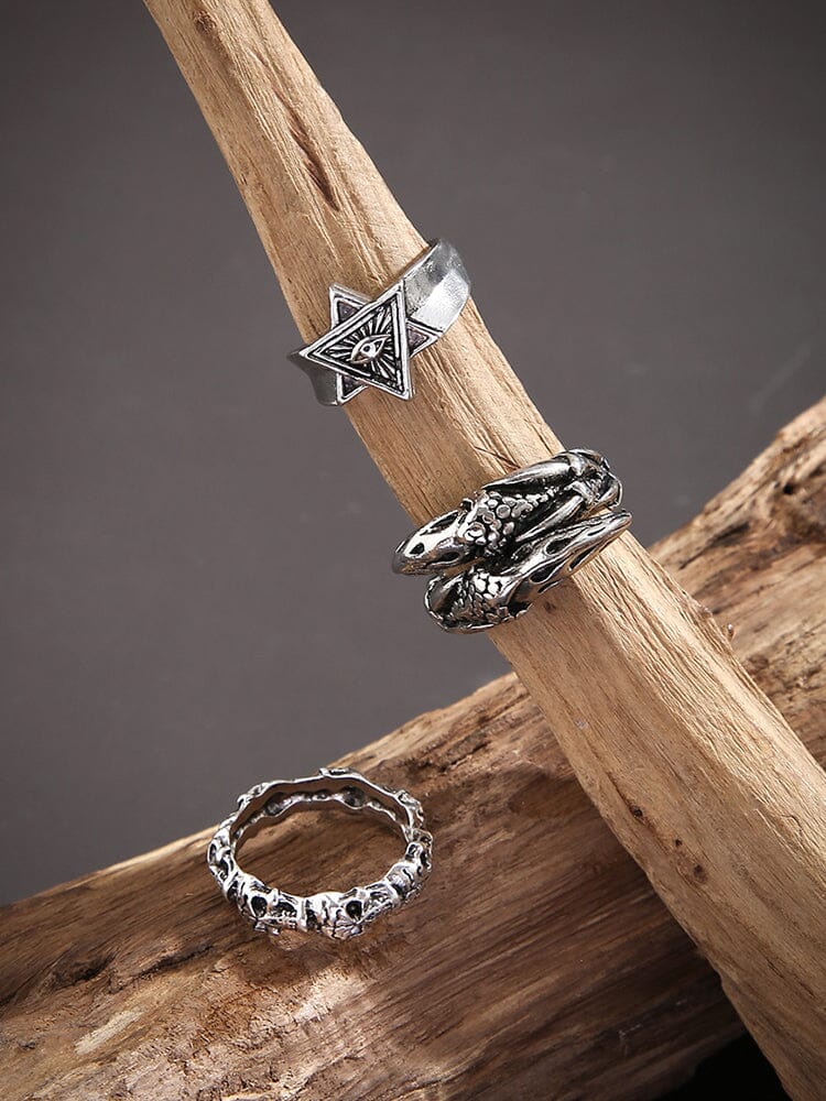 3Pcs Gothic Evil Eye Rings Set