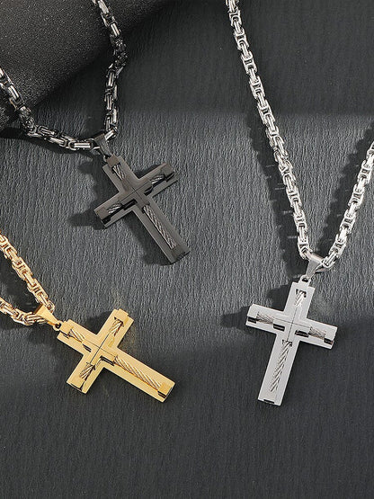 Gothic Alloy Cross Pendant Necklace