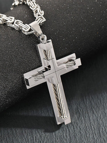 Gothic Alloy Cross Pendant Necklace