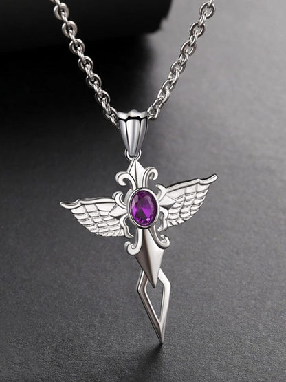 Angel Wing Cross Pendant Necklace