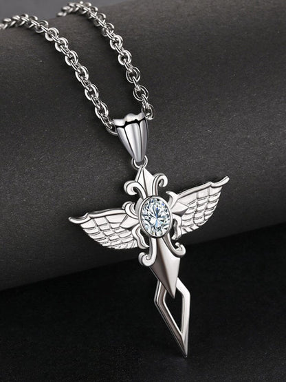 Angel Wing Cross Pendant Necklace