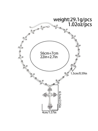 Gothic Style Cross Beaded Necklace