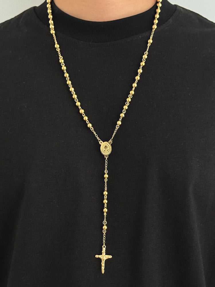 Unique Rosary Cross Pendant Necklace