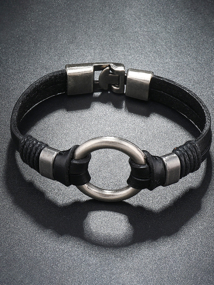 Retro Metal Buckle Leather Bracelet
