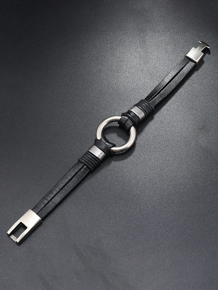 Retro Metal Buckle Leather Bracelet