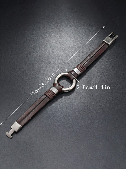 Retro Metal Buckle Leather Bracelet