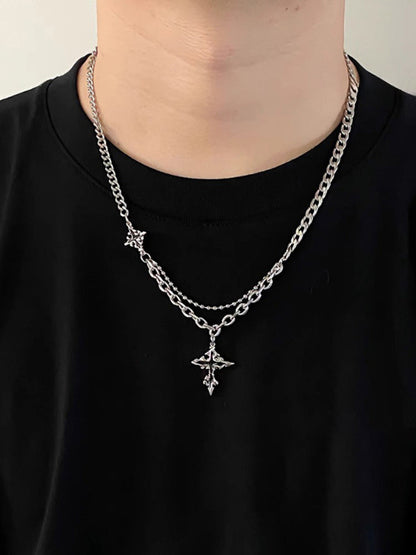 Gothic Mixed Chain Cross Necklace