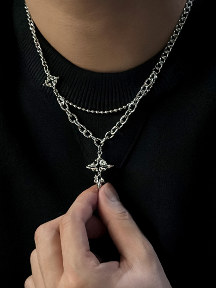 Gothic Mixed Chain Cross Necklace