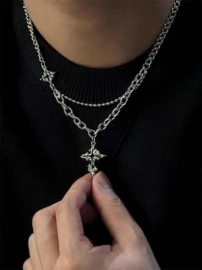 Gothic Mixed Chain Cross Necklace