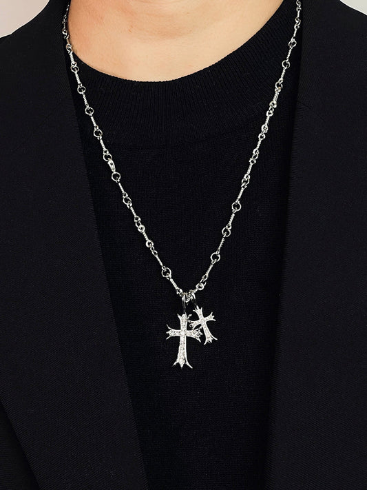 Stylish Double Cross Pendant Necklace