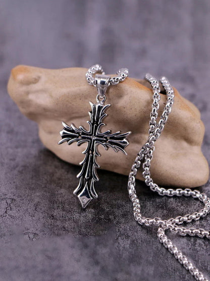 Retro Gothic Thorn Cross Necklace