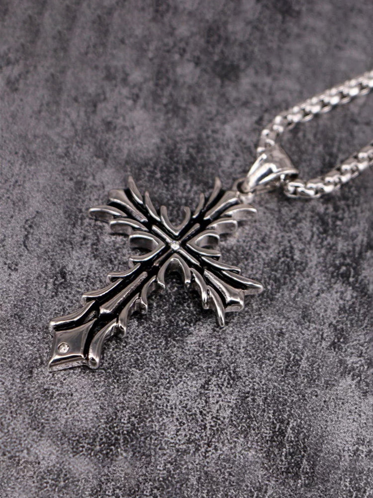 Retro Gothic Thorn Cross Necklace