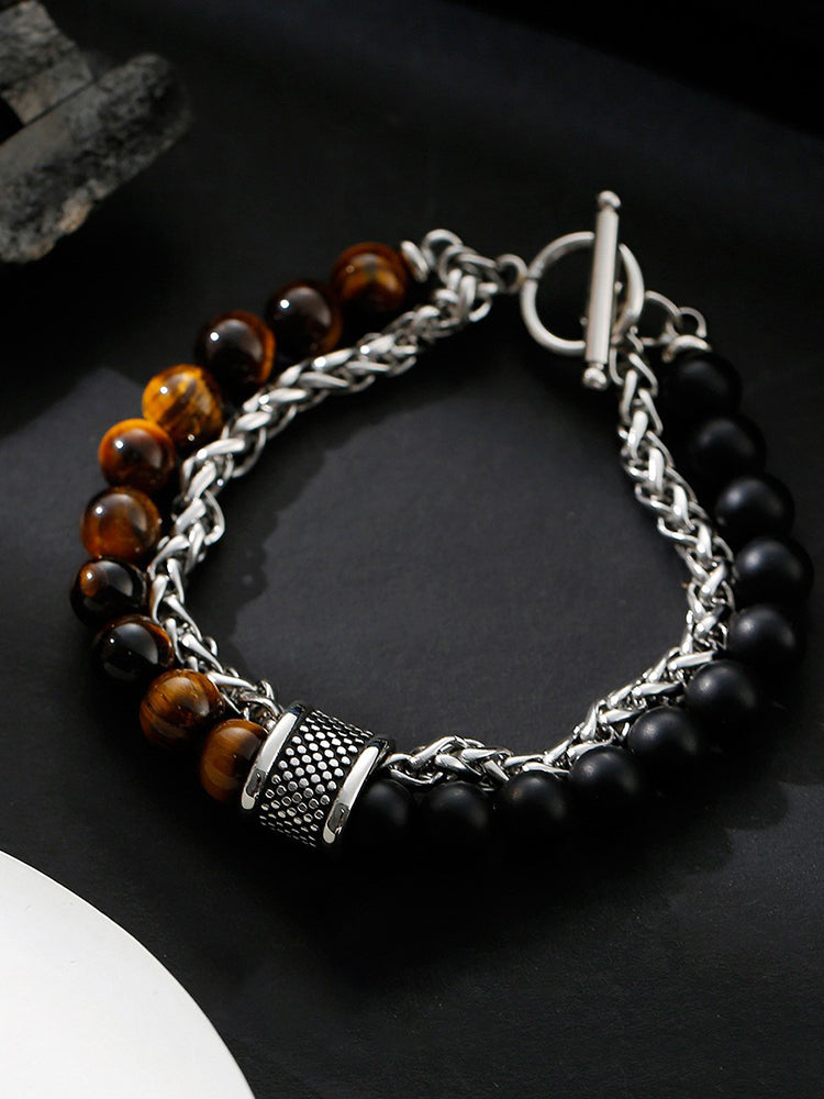 Casual Streetwear Dual-Strand Beaded Bracelet