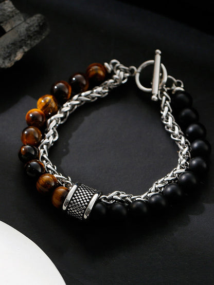Casual Streetwear Dual-Strand Beaded Bracelet