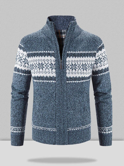 Christmas snowflake piece standing collar warm cardigan knitted jacket