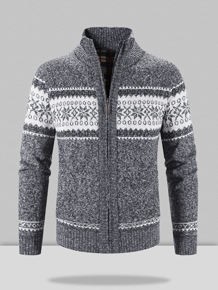 Christmas snowflake piece standing collar warm cardigan knitted jacket
