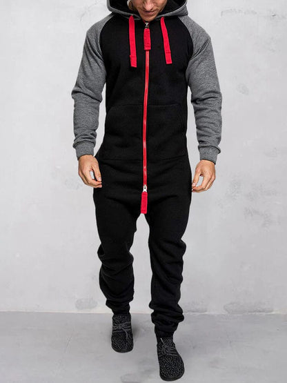 Coofandy Splicing Fleece Sports Jumpsuit