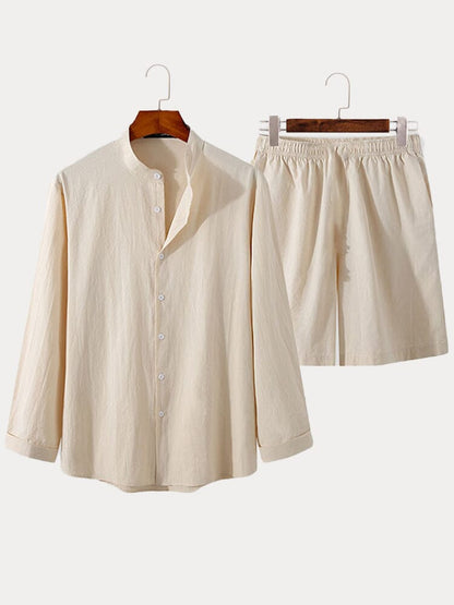 Solid Shirt Shorts Set