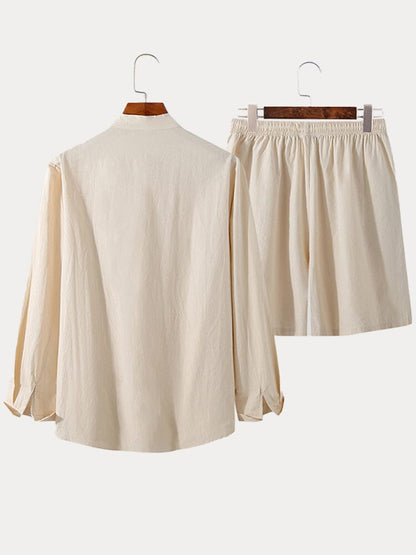 Solid Shirt Shorts Set