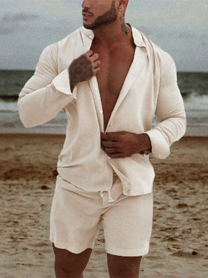 Solid Shirt Shorts Set