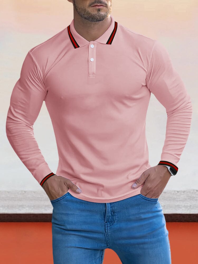 Cozy Stripe Collar Polo Shirt