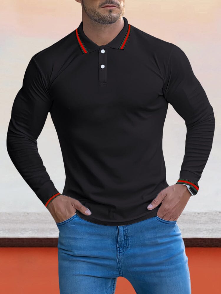 Cozy Stripe Collar Polo Shirt