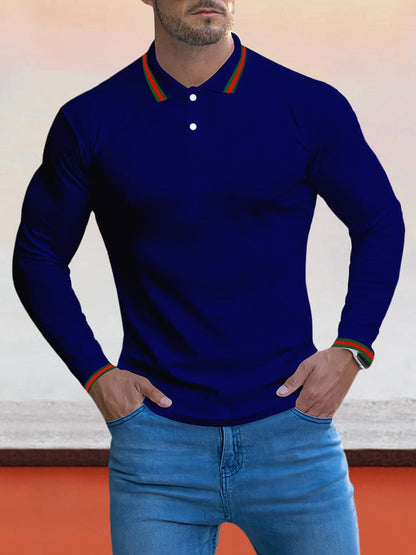 Cozy Stripe Collar Polo Shirt