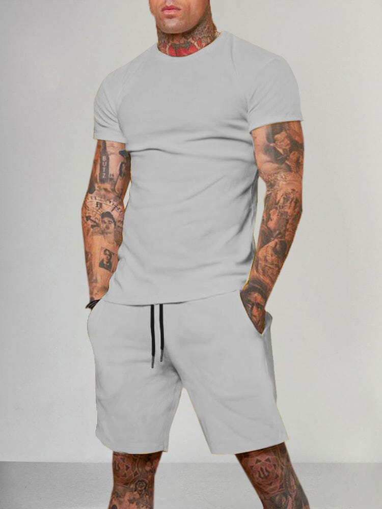 Solid Color Short Sleeve Casual Set