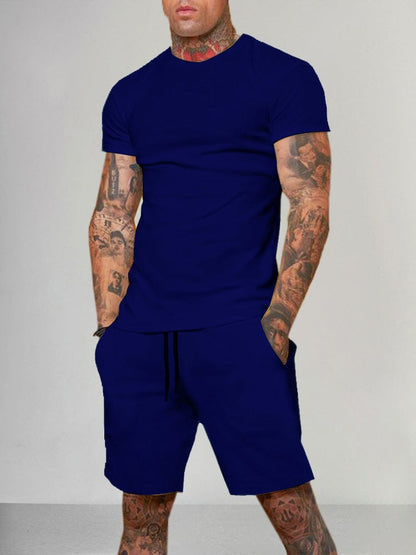 Solid Color Short Sleeve Casual Set